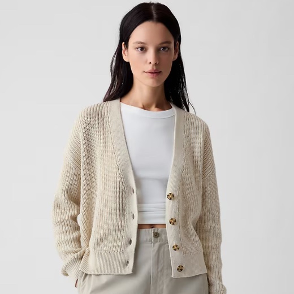 Gap Shaker-Stitch Knit Cardigan Sweater Oversized